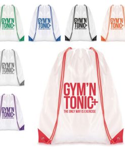 White Coloured Trim Pegasus Drawstring Bag