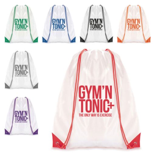 White Coloured Trim Pegasus Drawstring Bag