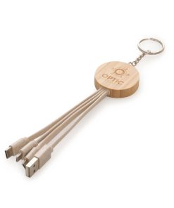 Round Bamboo Wheat Straw Charger Keyring