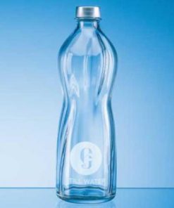 1Ltr Rippled Aqua Screw Top Bottle